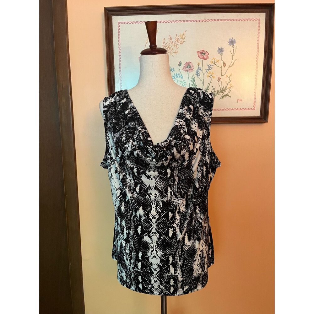 Calvin Klein Snake Print Cowl Neck Blouse XL